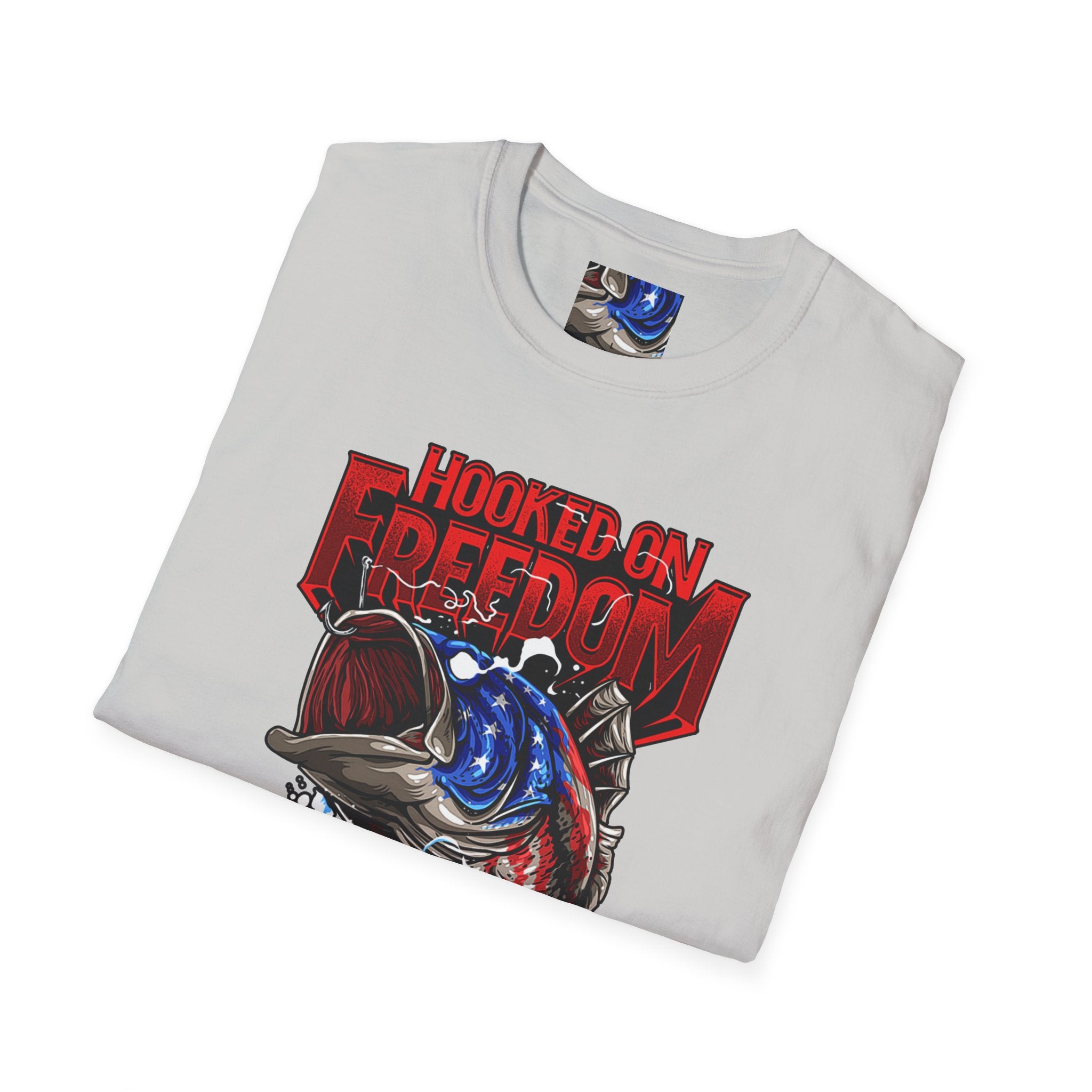 Hooked on Freedom Unisex Softstyle T-Shirt - Comfortable and Bold Graphic Tee for Outdoor Lovers