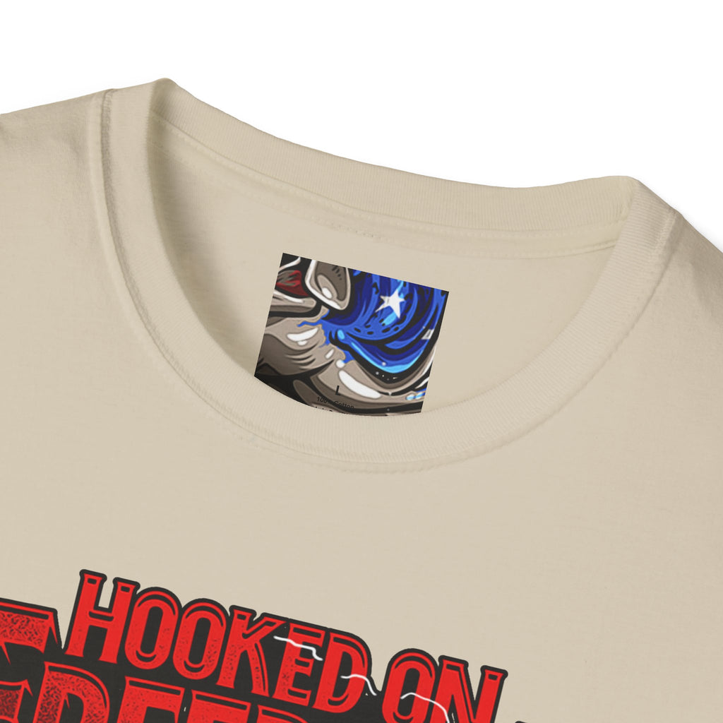 Hooked on Freedom Unisex Softstyle T-Shirt - Comfortable and Bold Graphic Tee for Outdoor Lovers