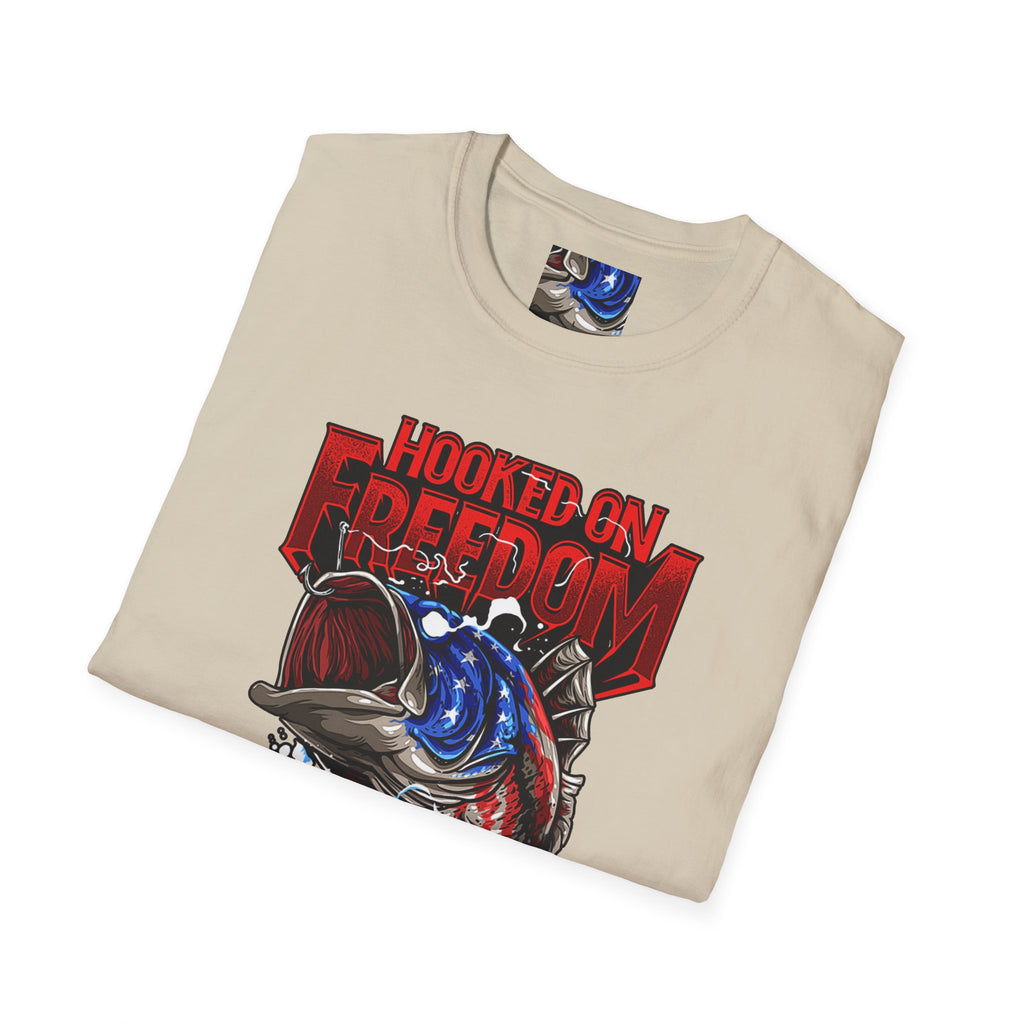 Hooked on Freedom Unisex Softstyle T-Shirt - Comfortable and Bold Graphic Tee for Outdoor Lovers