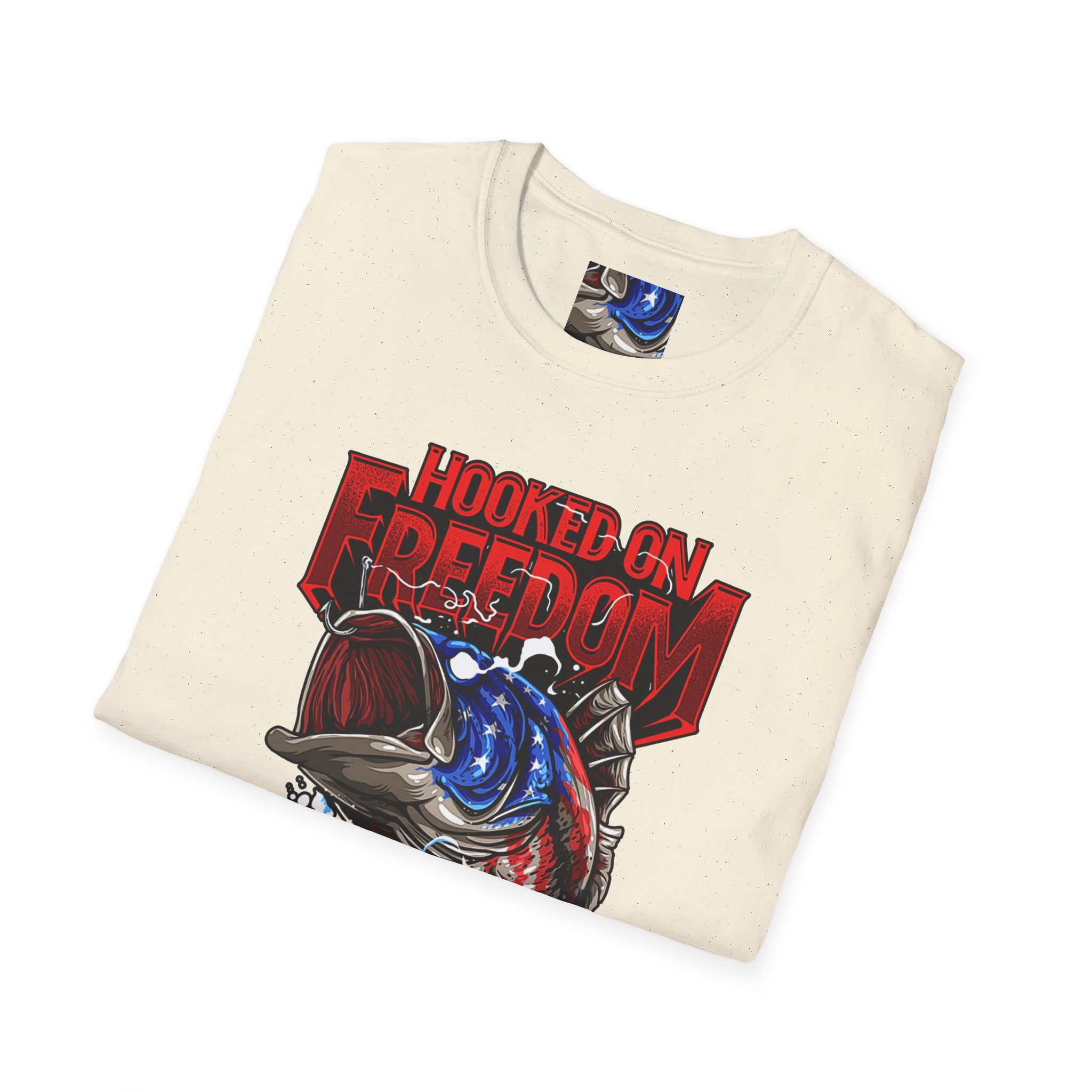 Hooked on Freedom Unisex Softstyle T-Shirt - Comfortable and Bold Graphic Tee for Outdoor Lovers
