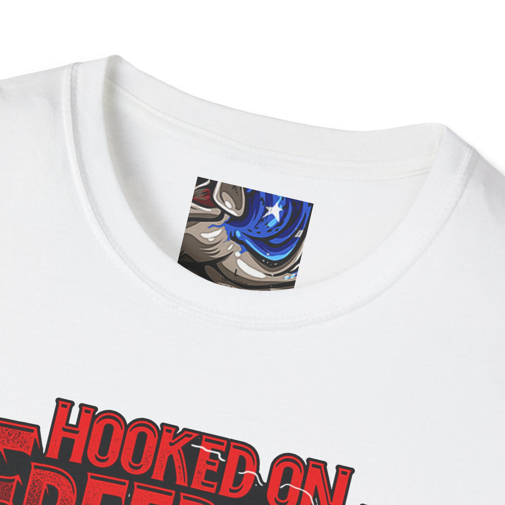 Hooked on Freedom Unisex Softstyle T-Shirt - Comfortable and Bold Graphic Tee for Outdoor Lovers