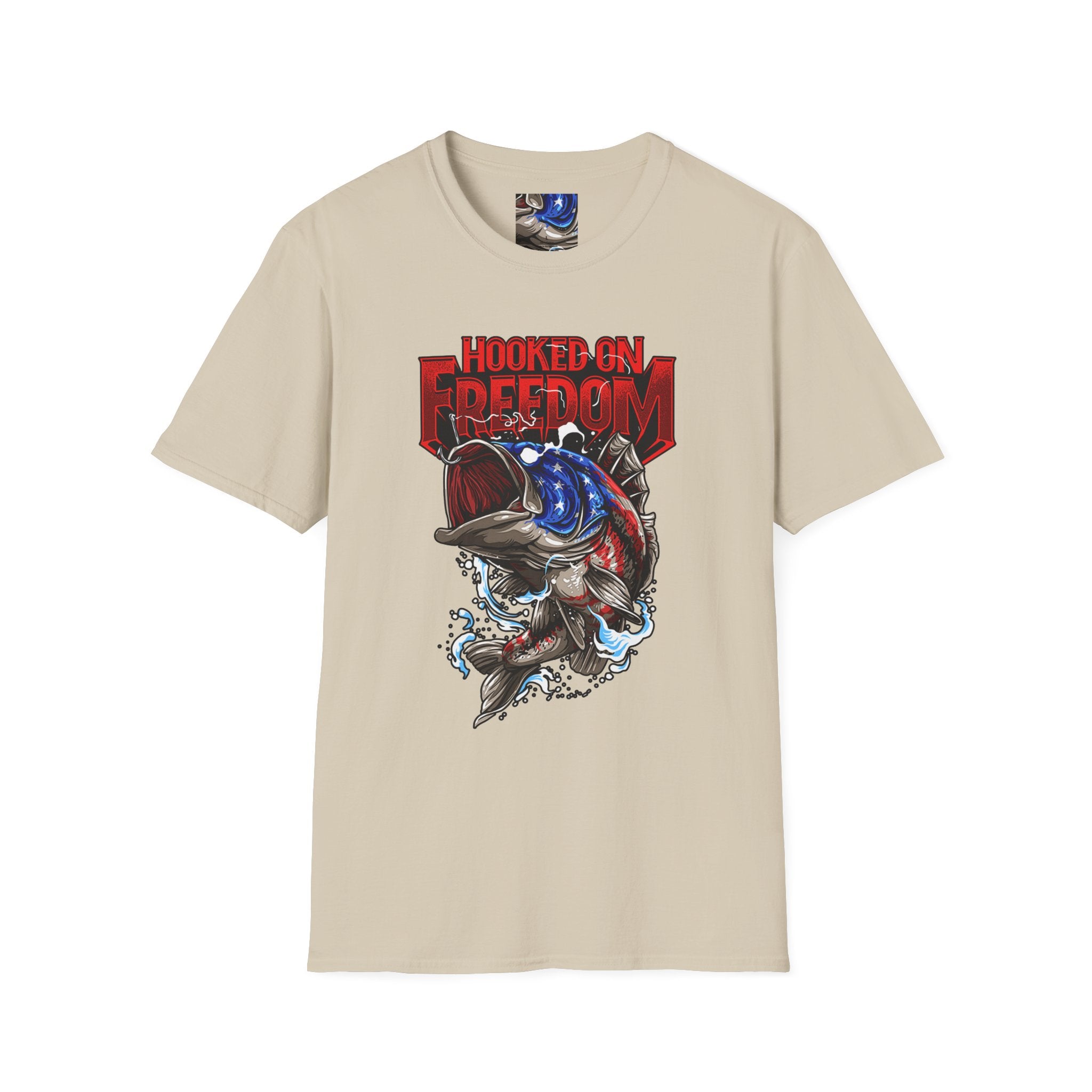 Hooked on Freedom Unisex Softstyle T-Shirt - Comfortable and Bold Graphic Tee for Outdoor Lovers