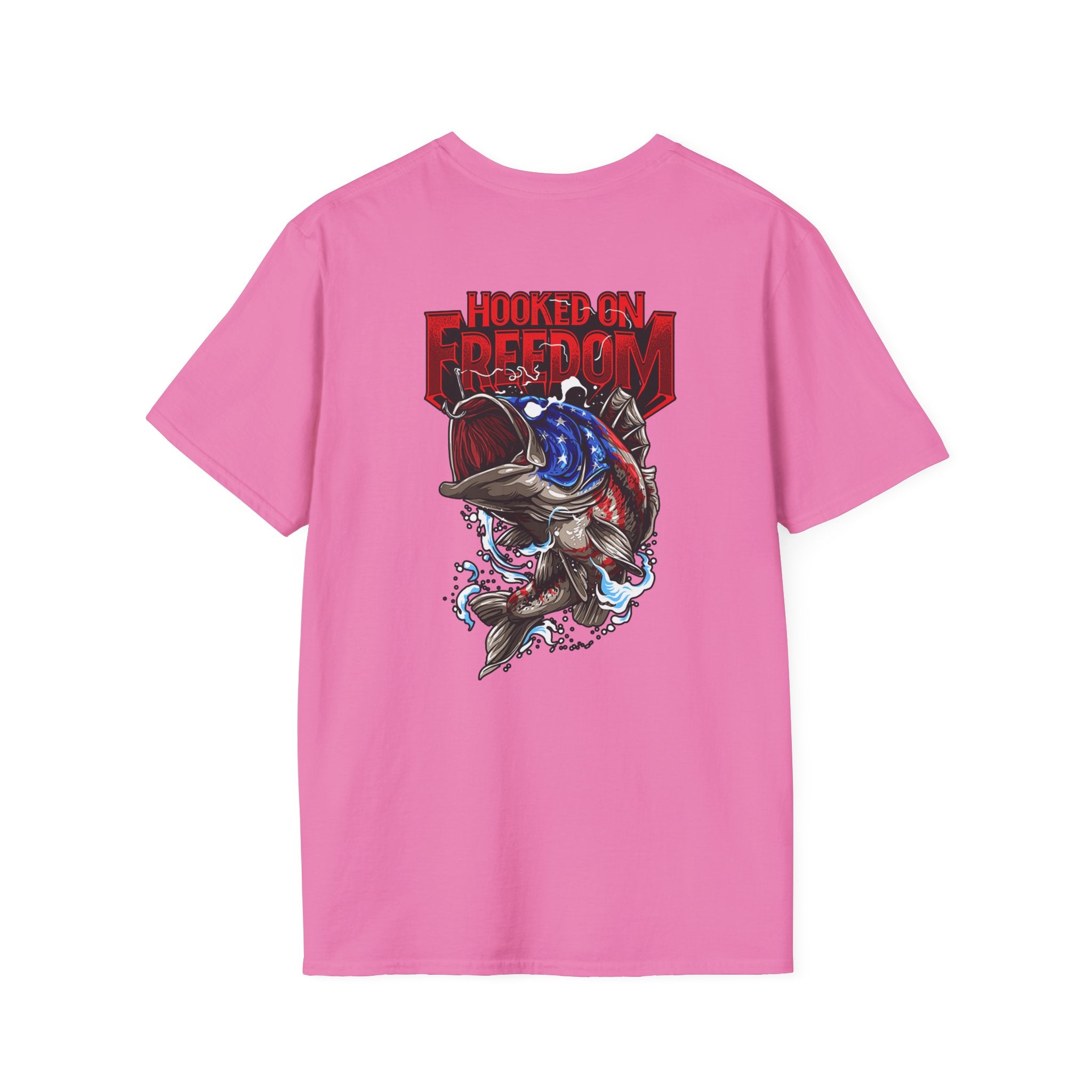 Hooked on Freedom Unisex Softstyle T-Shirt - Comfortable and Bold Graphic Tee for Outdoor Lovers
