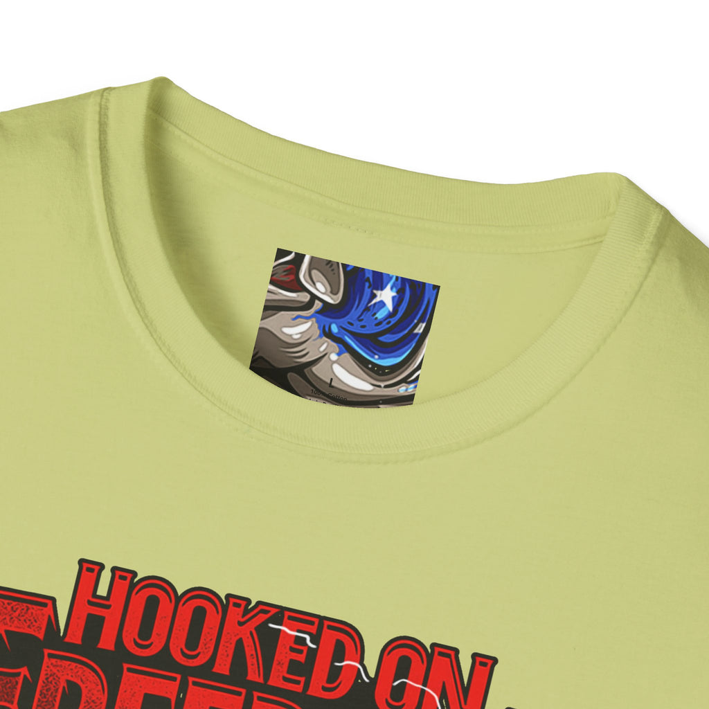 Hooked on Freedom Unisex Softstyle T-Shirt - Comfortable and Bold Graphic Tee for Outdoor Lovers