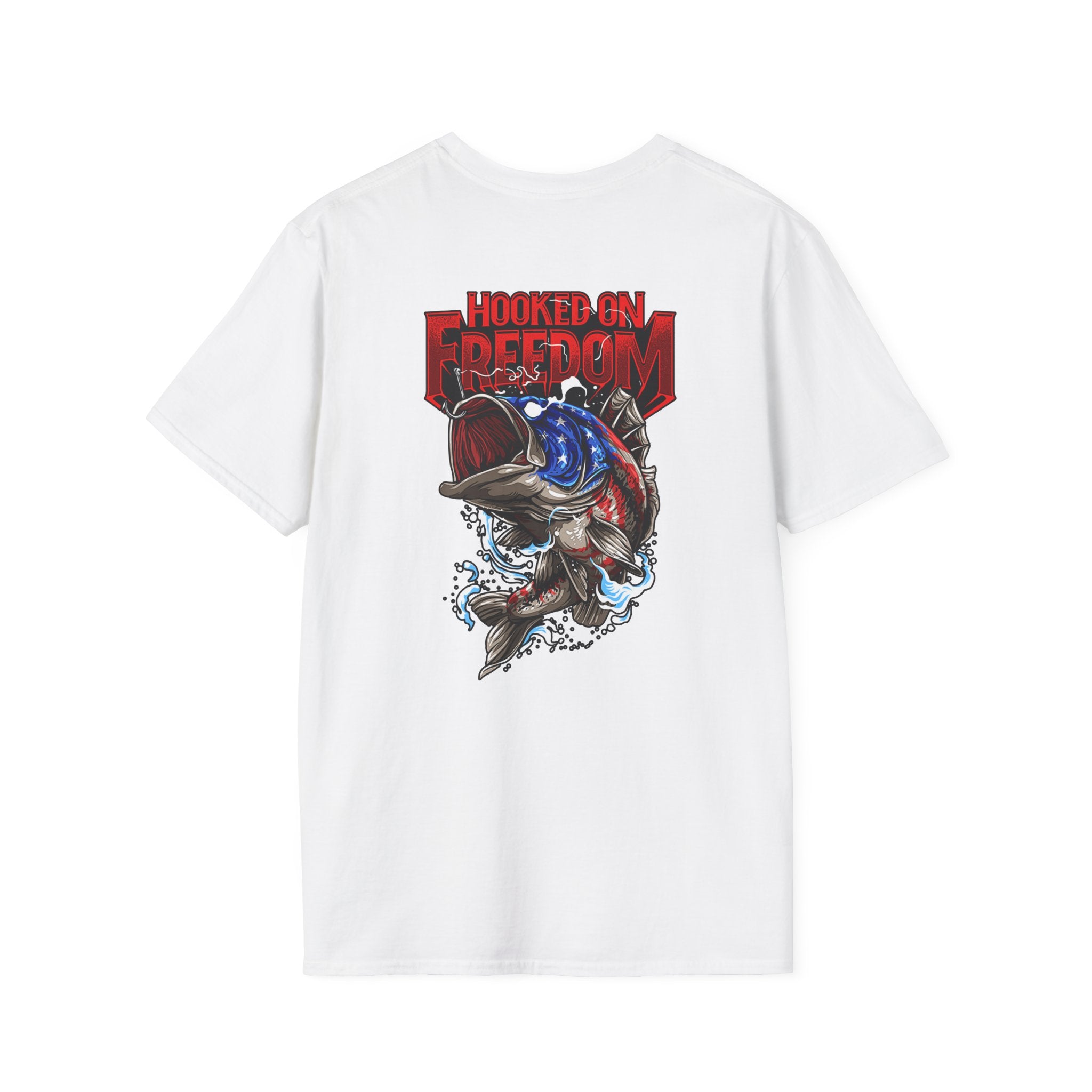Hooked on Freedom Unisex Softstyle T-Shirt - Comfortable and Bold Graphic Tee for Outdoor Lovers