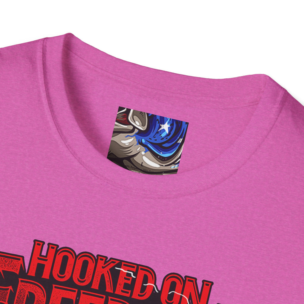 Hooked on Freedom Unisex Softstyle T-Shirt - Comfortable and Bold Graphic Tee for Outdoor Lovers
