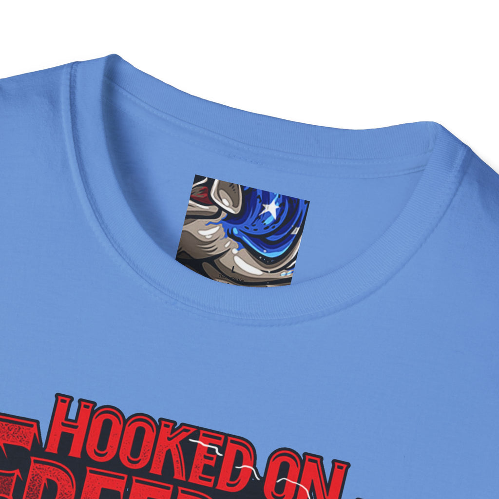 Hooked on Freedom Unisex Softstyle T-Shirt - Comfortable and Bold Graphic Tee for Outdoor Lovers