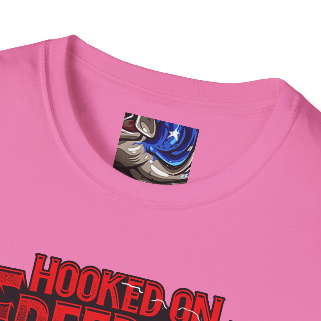 Hooked on Freedom Unisex Softstyle T-Shirt - Comfortable and Bold Graphic Tee for Outdoor Lovers