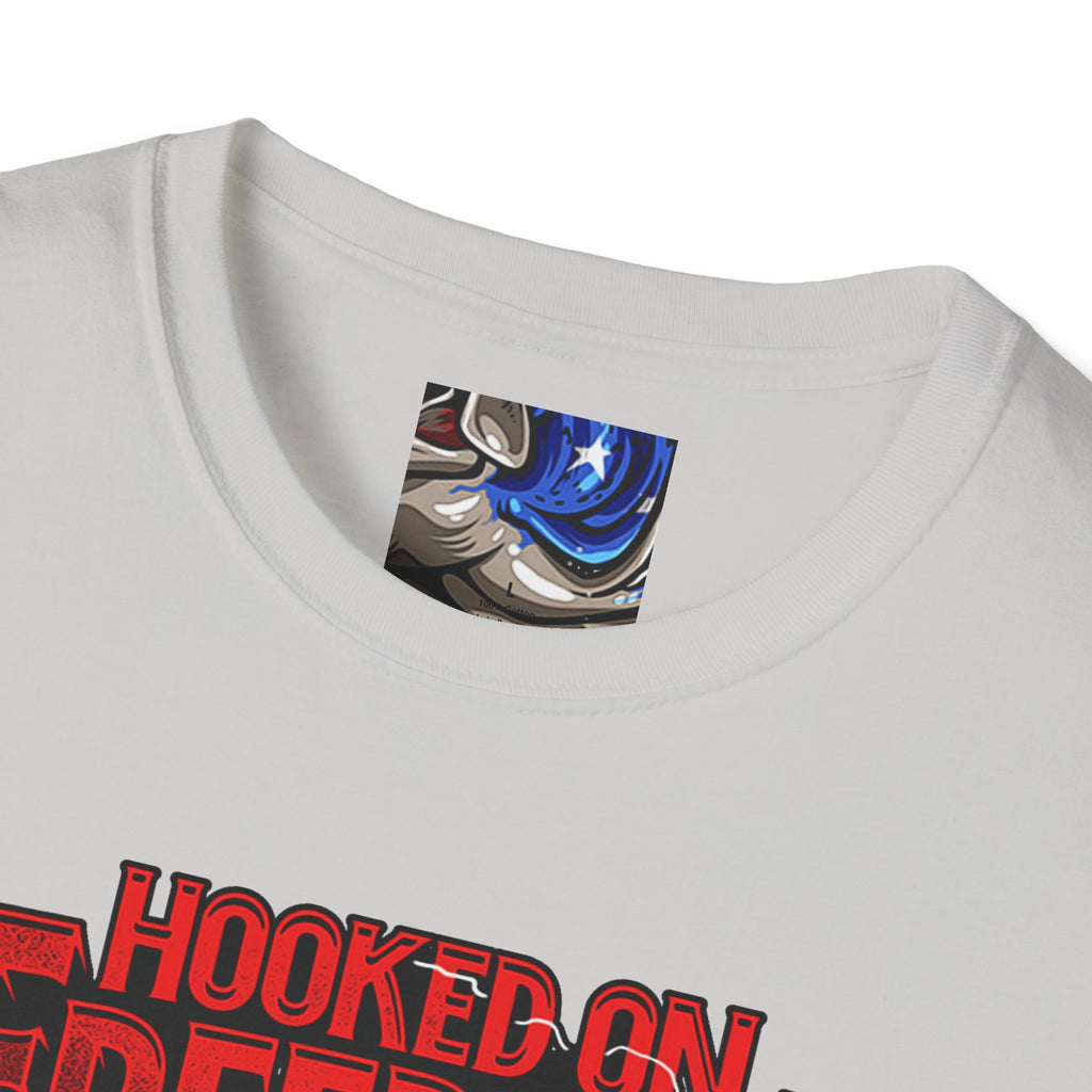 Hooked on Freedom Unisex Softstyle T-Shirt - Comfortable and Bold Graphic Tee for Outdoor Lovers