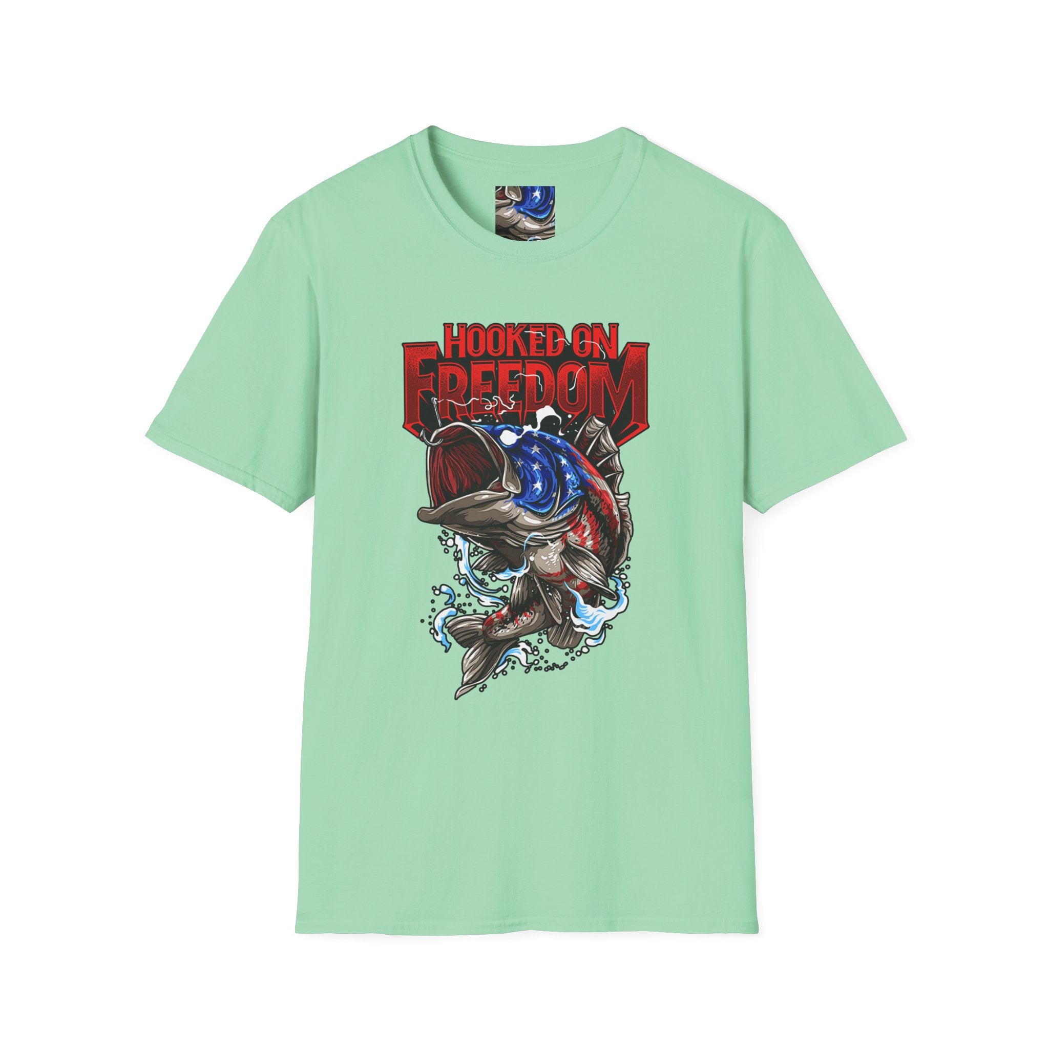 Hooked on Freedom Unisex Softstyle T-Shirt - Comfortable and Bold Graphic Tee for Outdoor Lovers