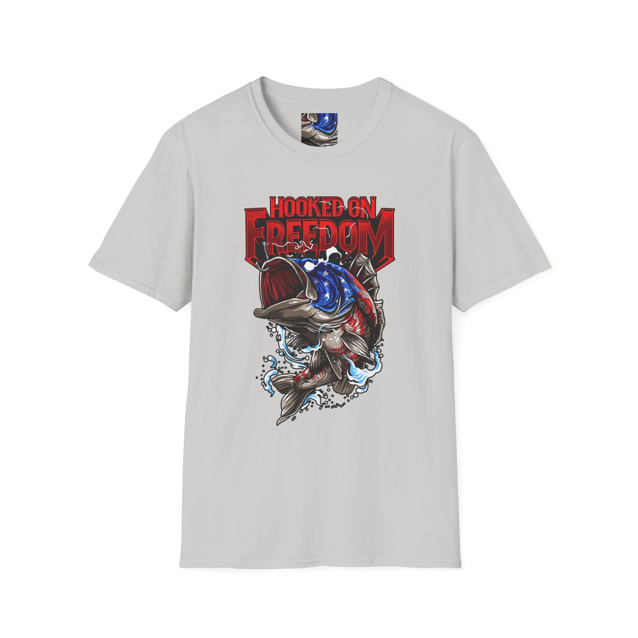 Hooked on Freedom Unisex Softstyle T-Shirt - Comfortable and Bold Graphic Tee for Outdoor Lovers